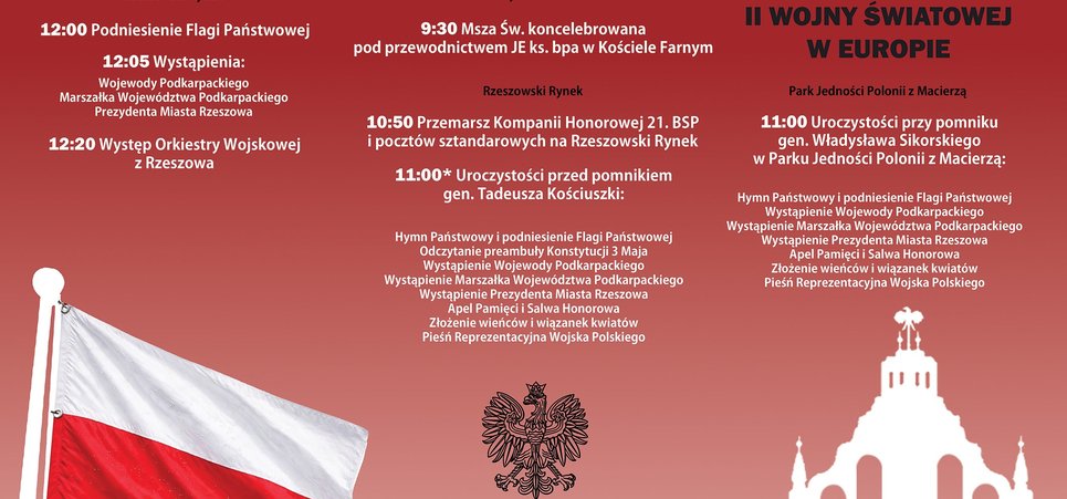 Zapraszamy na majowe uroczystośći patriotyczne w Rzeszowie